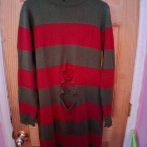 Striped Red and Green Women's Sweater